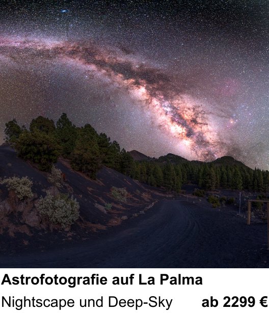 Dokumentarischer Fotokurs für Aufnahmen zu Astrofotografie auf La Palma: Nightscape und Deep-Sky