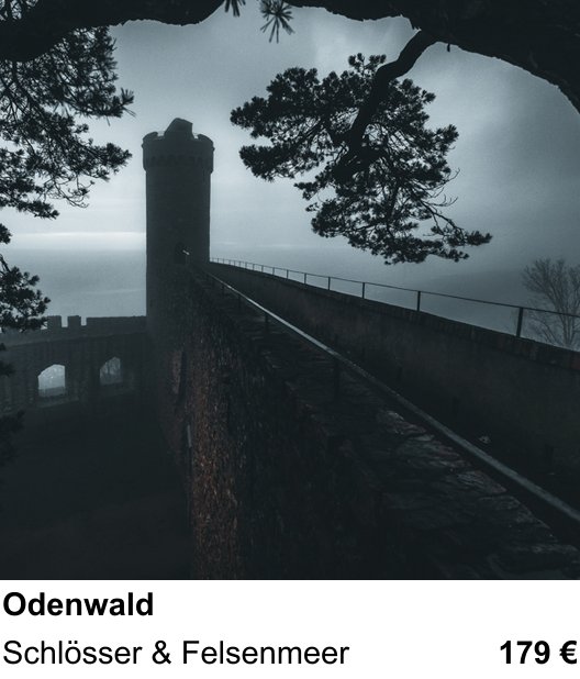 Dokumentarischer Fotokurs für Aufnahmen zu Odenwald: Schlösser & Felsenmeer